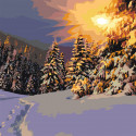 Зимний закат Раскраска по номерам на холсте Живопись по номерам