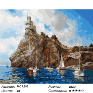 Сложность и количество цветов Виды Крыма. Ласточкино гнездо Раскраска картина по номерам на холсте МСА293