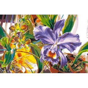 Раскладка Фиолетовый нарцисс Раскраска картина по номерам на холсте KRYM-FL009