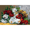 Корзинка с розами Раскраска картина по номерам на холсте