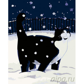  Прогулка по снегу Раскраска картина по номерам на холсте A74