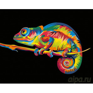 Раскладка Радужный хамелеон Раскраска картина по номерам на холсте PA08
