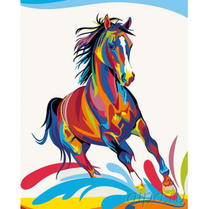  Радужный конь Раскраска картина по номерам на холсте PA11