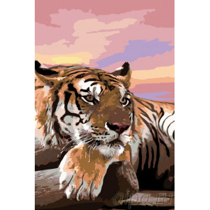 Схема Тигр на закате Раскраска по номерам на холсте Живопись по номерам A391