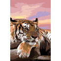 Тигр на закате Раскраска по номерам на холсте Живопись по номерам