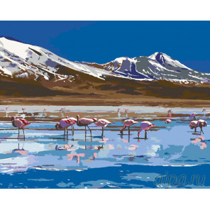  Фламинго на озере Раскраска по номерам на холсте Живопись по номерам Z3135