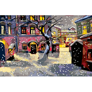 Раскладка Снег в городке Раскраска по номерам на холсте Живопись по номерам Z31383