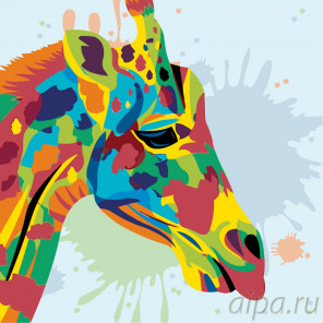 Схема Радужный жираф Раскраска по номерам на холсте Живопись по номерам PA97