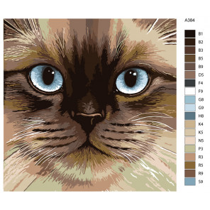 Схема Голубоглазая мордочка Раскраска по номерам на холсте Живопись по номерам A384
