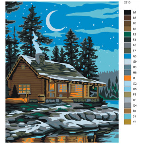 Схема Ночь над озером Раскраска по номерам на холсте Живопись по номерам AYAY-2210