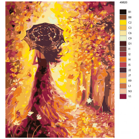Раскладка Волшебница осень Раскраска по номерам на холсте Живопись по номерам KTMK-49820