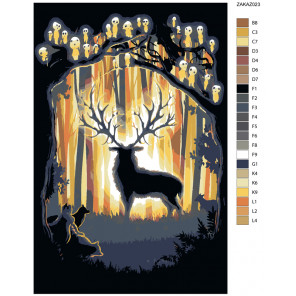 Схема Лесной гость Раскраска по номерам на холсте Живопись по номерам ZAKAZ023