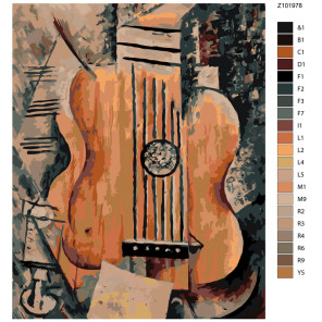 Схема Абстрактная гитара Раскраска по номерам на холсте Живопись по номерам Z-Z101978