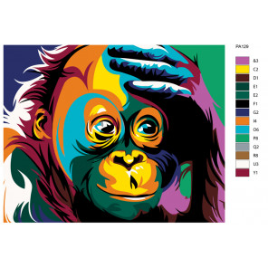 Схема Удивление радужной обезьяны Раскраска по номерам на холсте Живопись по номерам PA129