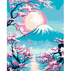 Раскладка Закат над горой Фудзи Раскраска картина по номерам на холсте RA223