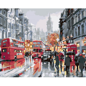 Раскладка Пасмурный день в Лондоне Раскраска картина по номерам на холсте KTMK-49020