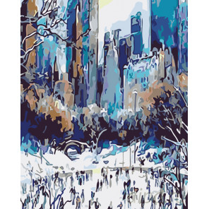 Раскладка Зима в городе Раскраска картина по номерам на холсте KTMK-33943