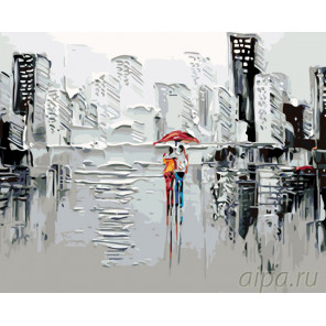 Раскладка Дождь в большом городе Раскраска по номерам на холсте Живопись по номерам KTMK-46384-1