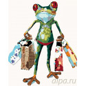 Лягушка с покупками Раскраска картина по номерам на холсте 