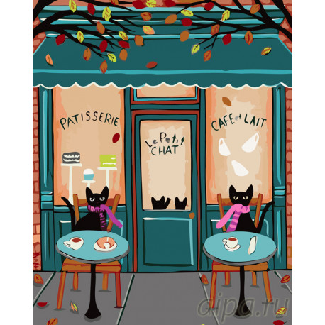  Кошечки в кафе Раскраска по номерам на холсте Живопись по номерам A442