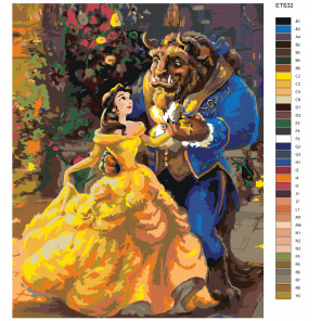Макет и количество цветов Танец с красавицей Раскраска картина по номерам на холсте ETS32