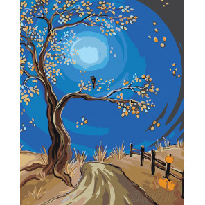раскладка Дорога при луне Раскраска картина по номерам на холсте