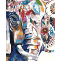 Слон в цветочном узоре Раскраска картина по номерам на холсте