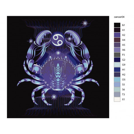 Макет Мистический краб Раскраска картина по номерам на холсте KTMK-CancerSighn04