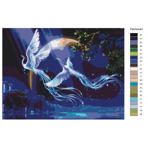 Контрольный лист Звездные фениксы Раскраска картина по номерам на холсте KTMK-Fenixove1