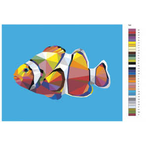 Макет Геометрическая модель рыбы-клоун Раскраска картина по номерам на холсте PA185