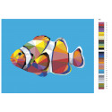 Геометрическая модель рыбы-клоун Раскраска картина по номерам на холсте
