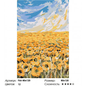 Сложность и количество цветов Солнечное покрывало Раскраска картина по номерам на холсте F66-80x120