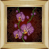 Пример оформления в рамку Орхидея фиолетовая Ткань с рисунком Божья коровка 0028