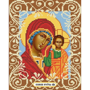 Пример оформления в рамку Богородица Казанская Ткань с рисунком Божья коровка 0033