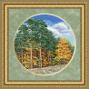 Пример оформления в рамку Осенний лес Набор для вышивания Золотое Руно ВМ-032