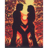 Пара, силуэт на закате Канва жесткая с рисунком для вышивки Gobelin L
