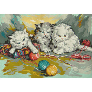 Три котенка Канва жесткая с рисунком для вышивки Gobelin L