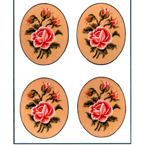 Роза,овал, 4 картинки Канва жесткая с рисунком для вышивки Gobelin L
