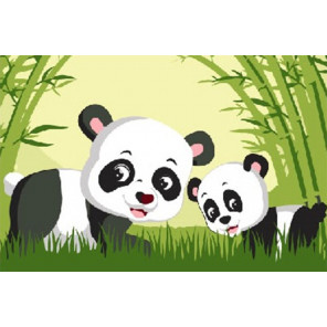  Панда в бамбуковом лесу Раскраска картина по номерам на холсте PKD18022