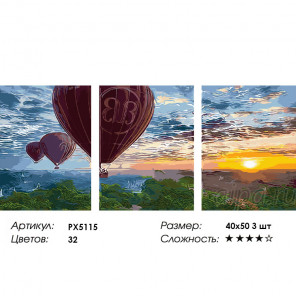  Полёт на закате Триптих Раскраска картина по номерам на холсте PX5115