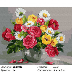 Сложность и количество цветов Дачный букет Раскраска картина по номерам на холсте ZX 20083