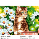 Котик в ромашках Раскраска картина по номерам на холсте