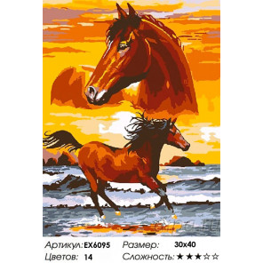  Лошади Раскраска картина по номерам на холсте EX6095