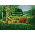 Пейзаж с медведями Ткань с нанесенным рисунком для вышивки бисером Конек