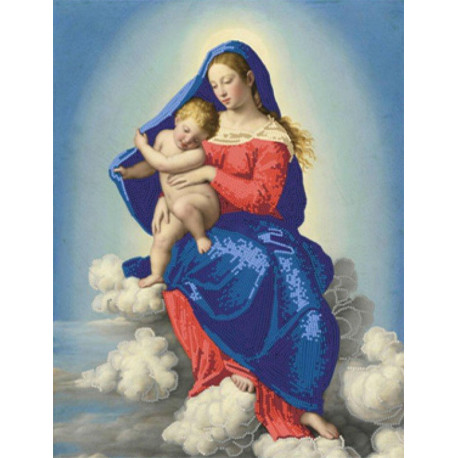  Мадонна с младенцем в славе Ткань с нанесенным рисунком для вышивки бисером Конек 8465