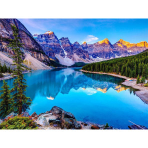 Внешний вид коробки Озеро в Канаде Раскраска картина по номерам на холсте с цветной схемой KK0005
