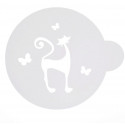 Кошечка и бабочки Трафарет на кофе и десерты
