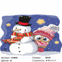 Снеговик и совёнок Раскраска картина по номерам на холсте