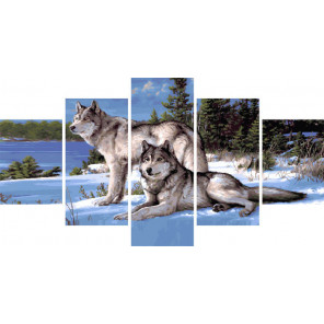  Зимние волки Модульная картина по номерам на холсте с подрамником WX1112
