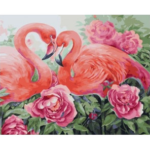  Фламинго в цветах Раскраска картина по номерам на холсте Z-GX31635